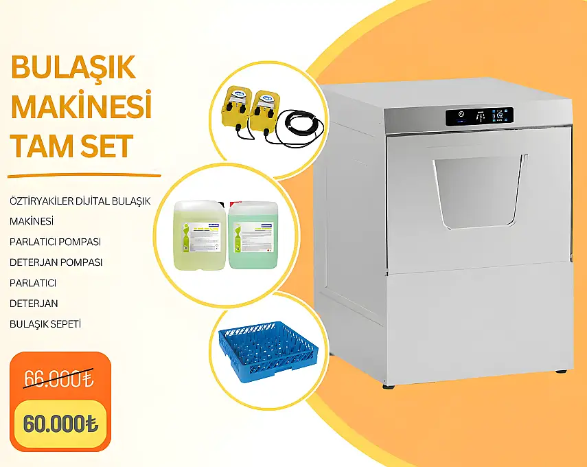 Öztiryakiler OBY 50 T Bulaşık Makinesi Tam Set: Full Pompa, Deterjan, Parlatıcı, Sepet - 1