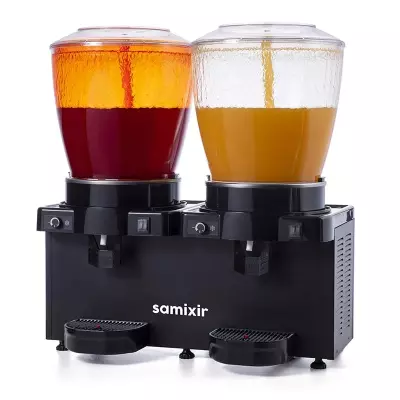 Samixir SS44.AB Panaromik Analog Twin Soğuk İçecek Dispenseri, 22+22 L, Fıskiyeli, Siyah