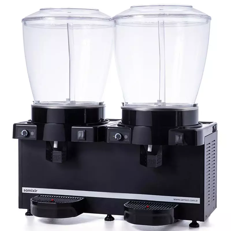 Samixir SS44.AB Panaromik Analog Twin Soğuk İçecek Dispenseri, 22+22 L, Fıskiyeli, Siyah - 2